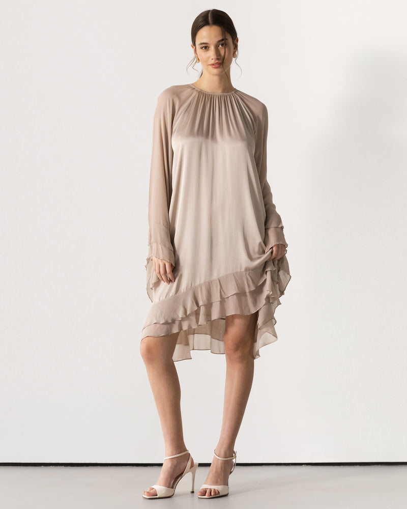 Estelle Ruffle Midi Dress | Dusty Pink JAKI Estelle Ruffle Midi Dress | Dusty Pink JAKI
