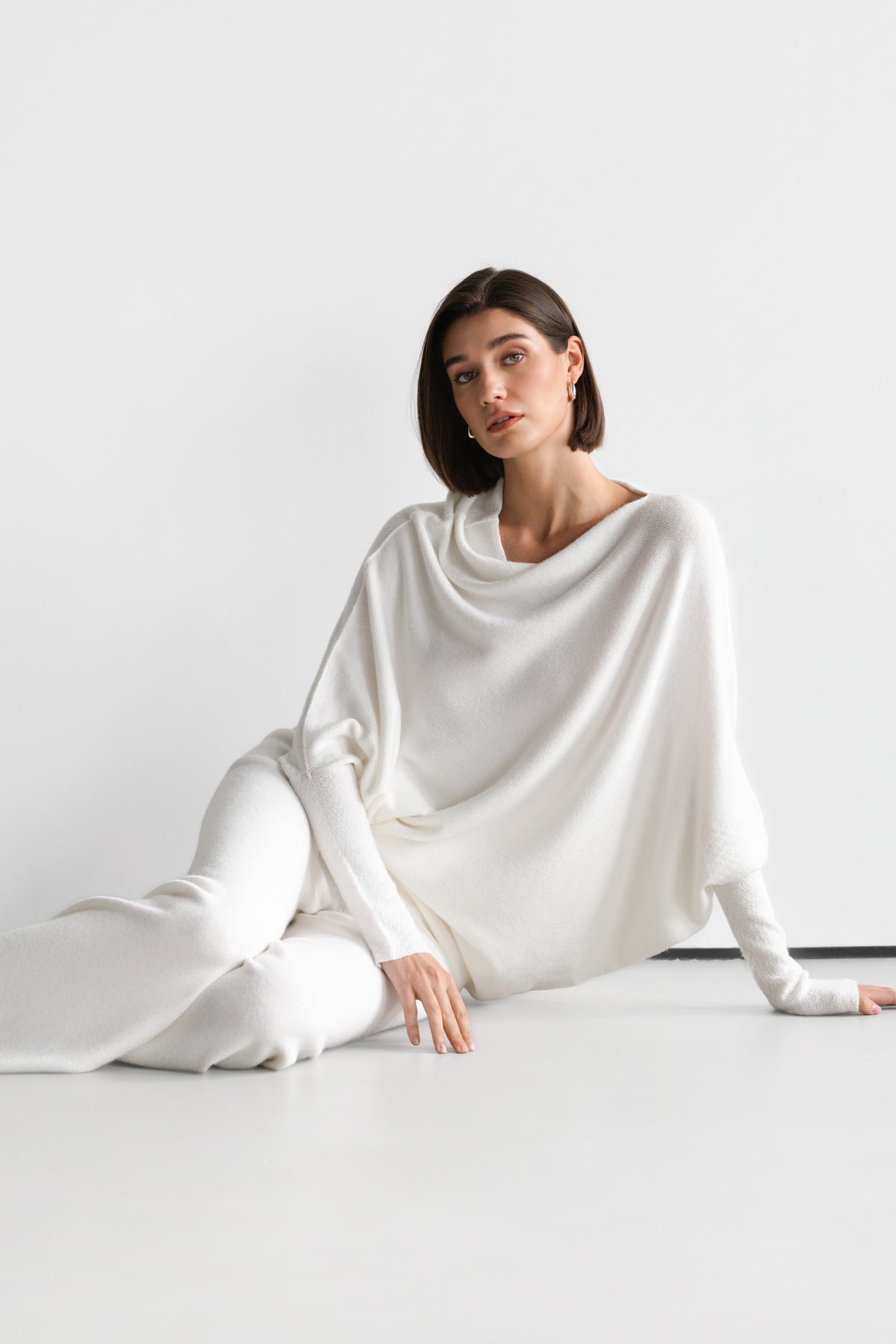 Asymmetric Draped | Ivory | Seamless Knit – JAKI