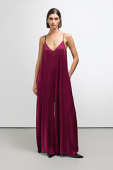 Audrey Satin Jumpsuit | Burgundy