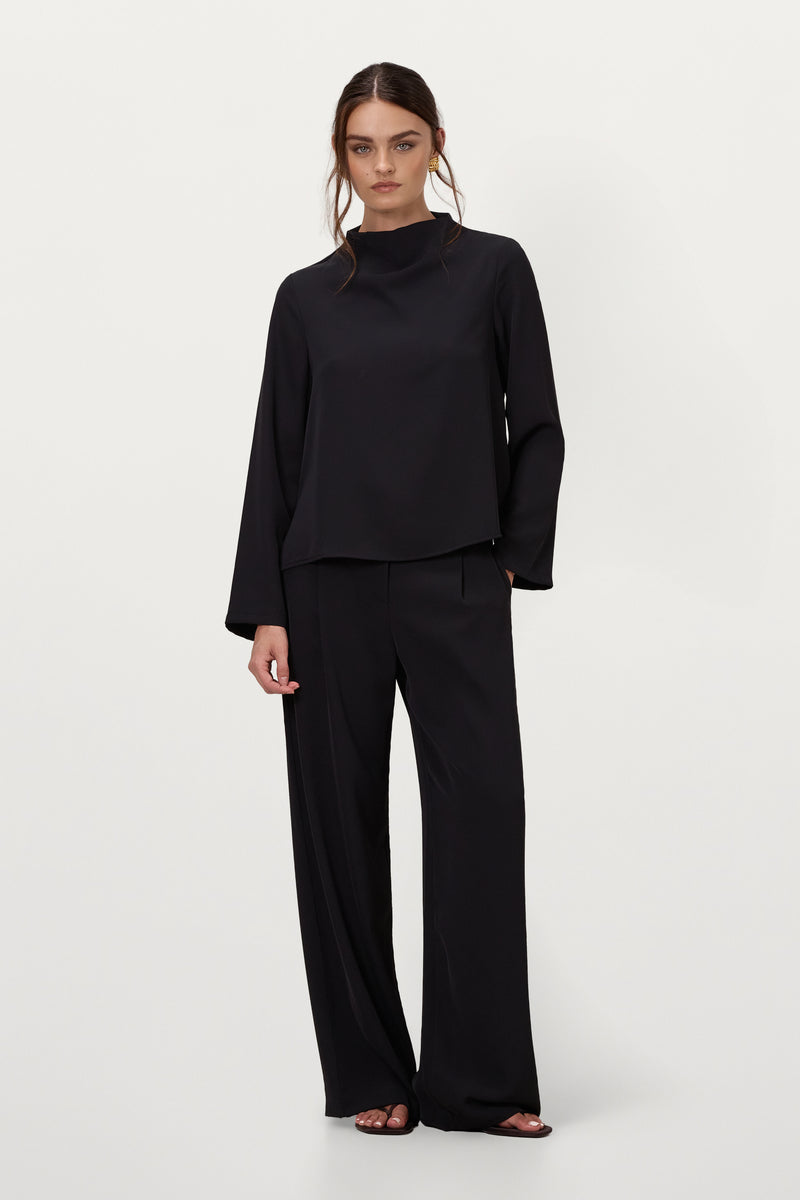 Lana High Neck Top | Black