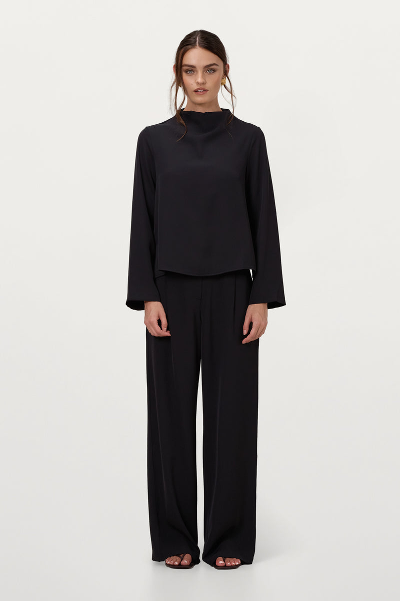 Lana High Neck Top | Black