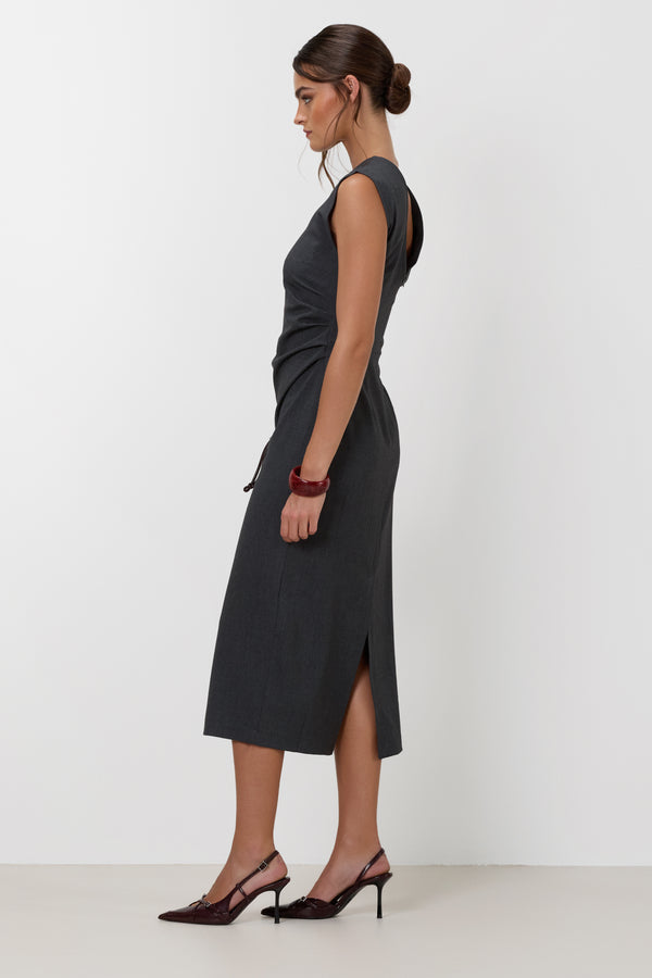 Wilde Ruched Dress | Dark Grey Melange
