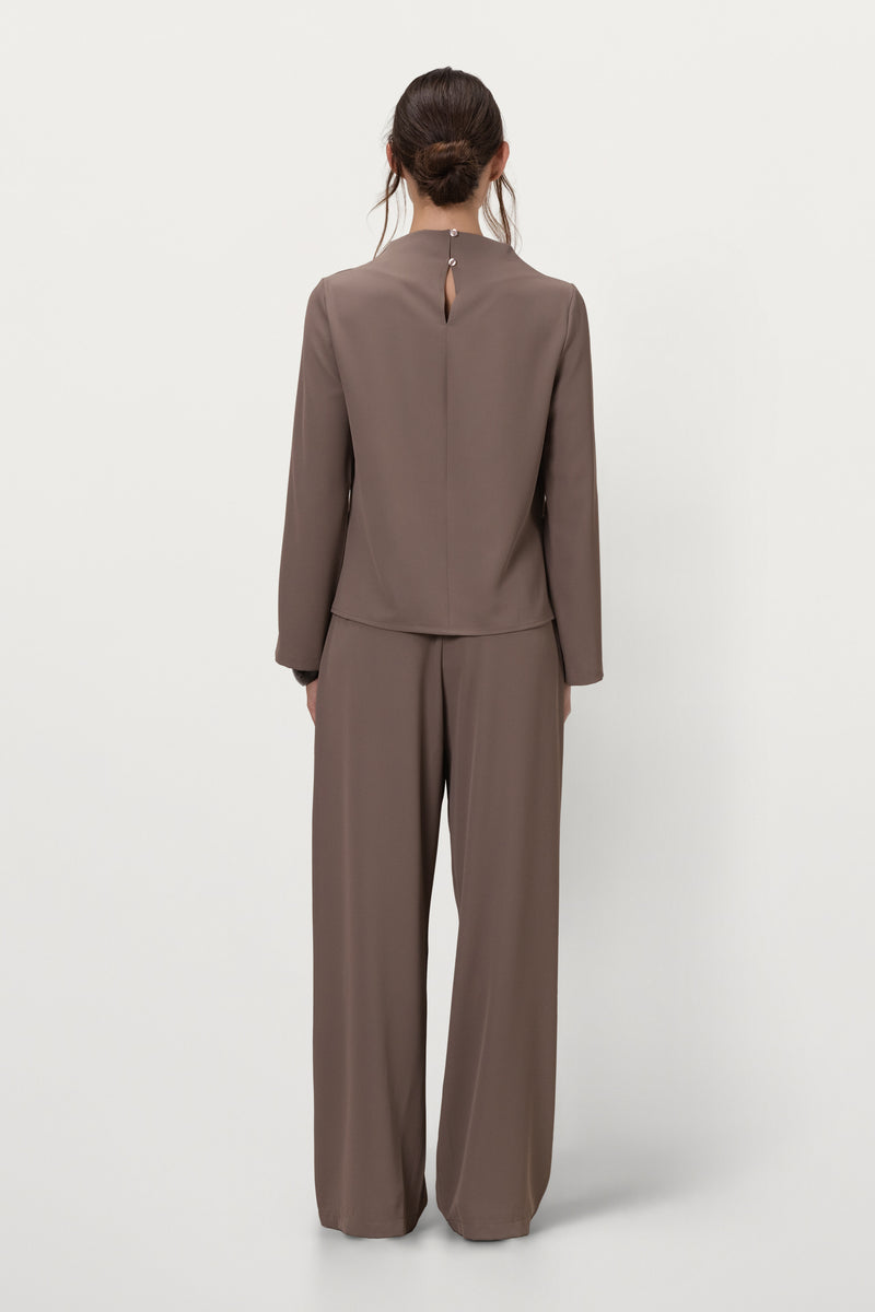 Lana High Neck Top | Taupe