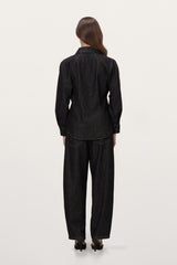 Aspen Barrel-Leg Elastic Waist Jeans | Dark Denim
