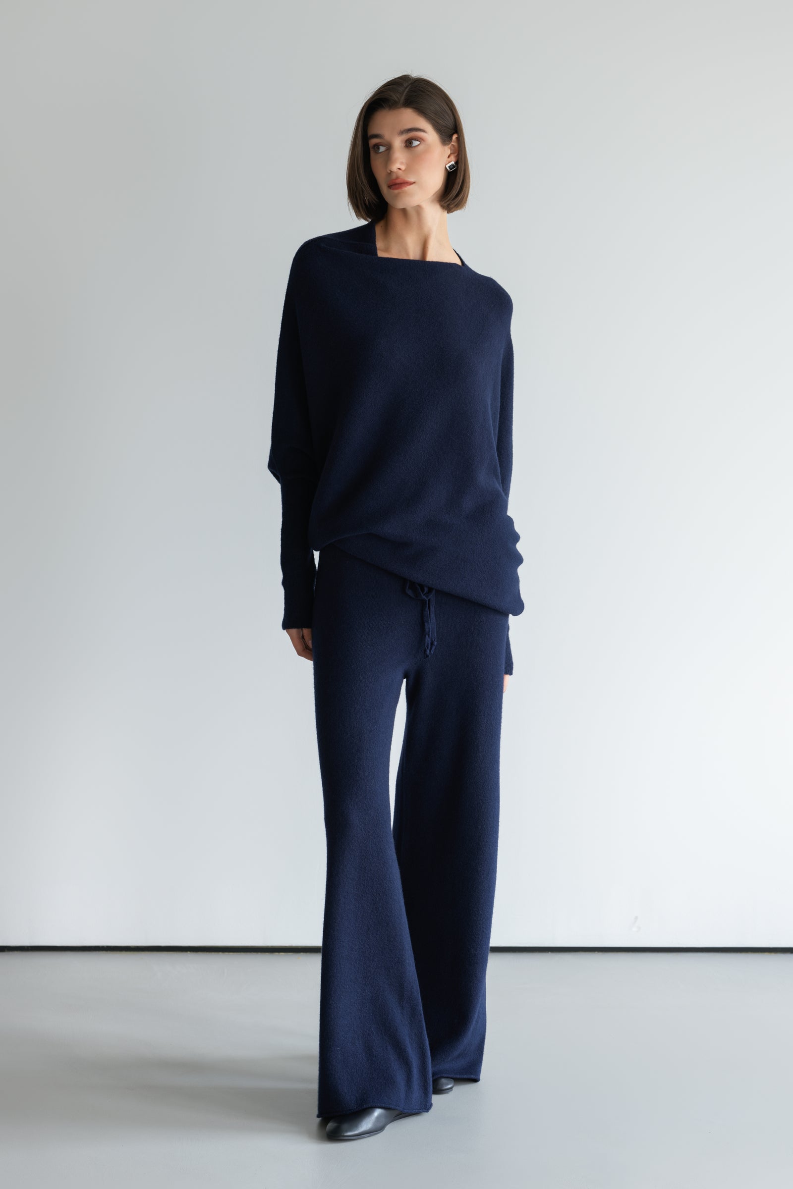 Asymmetric Draped | Navy | Seamless Knit – JAKI