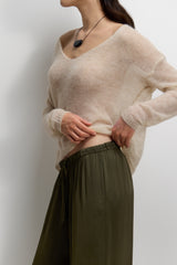 Aiko Elastic Waist Satin Trousers | Khaki