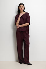 Shae Back Slit Satin Top | Plum