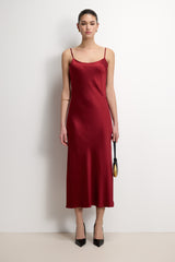Paloma Strappy Satin Dress | Carmine
