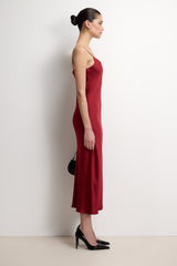 Paloma Strappy Satin Dress | Carmine