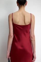 Paloma Strappy Satin Dress | Carmine