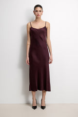 Paloma Strappy Satin Dress | Plum
