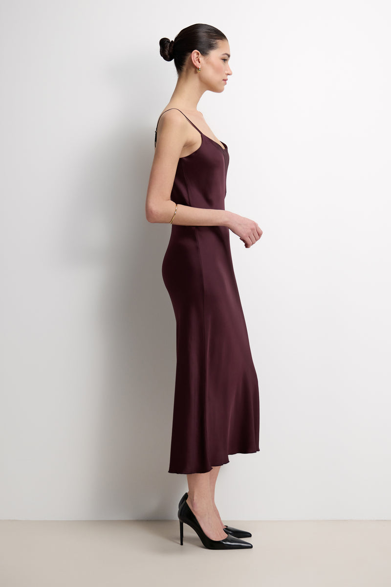 Paloma Strappy Satin Dress | Plum