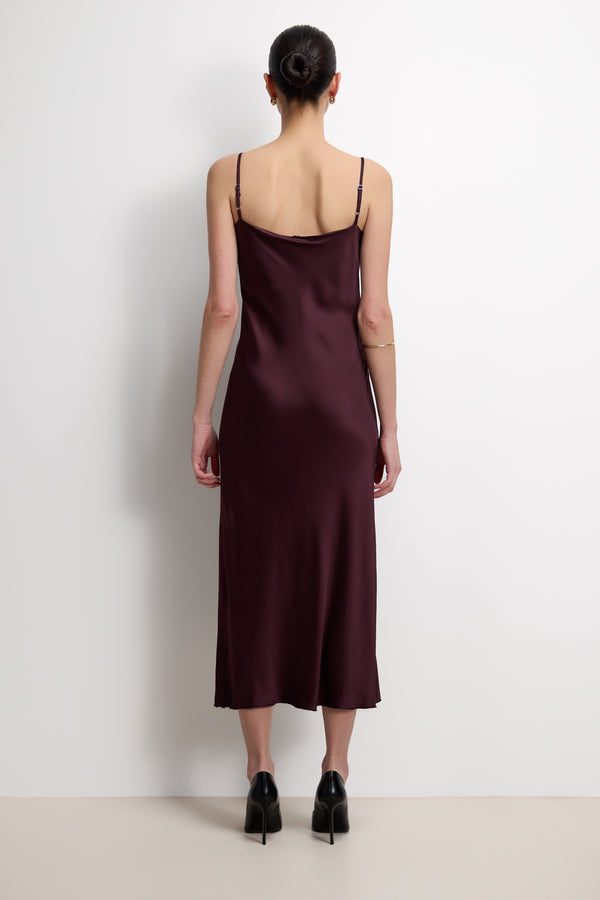 Paloma Strappy Satin Dress | Plum