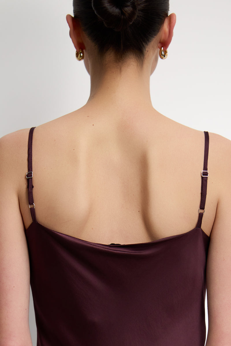 Paloma Strappy Satin Dress | Plum