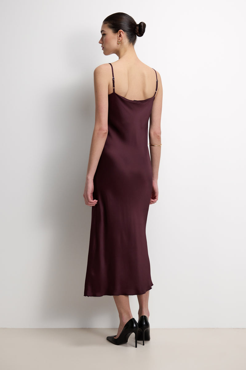 satin plum dress PrettyLittleThing Women's Satin Tie Back Maxi Dress in Plum