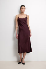 Paloma Strappy Satin Dress | Plum