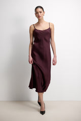 Paloma Strappy Satin Dress | Plum
