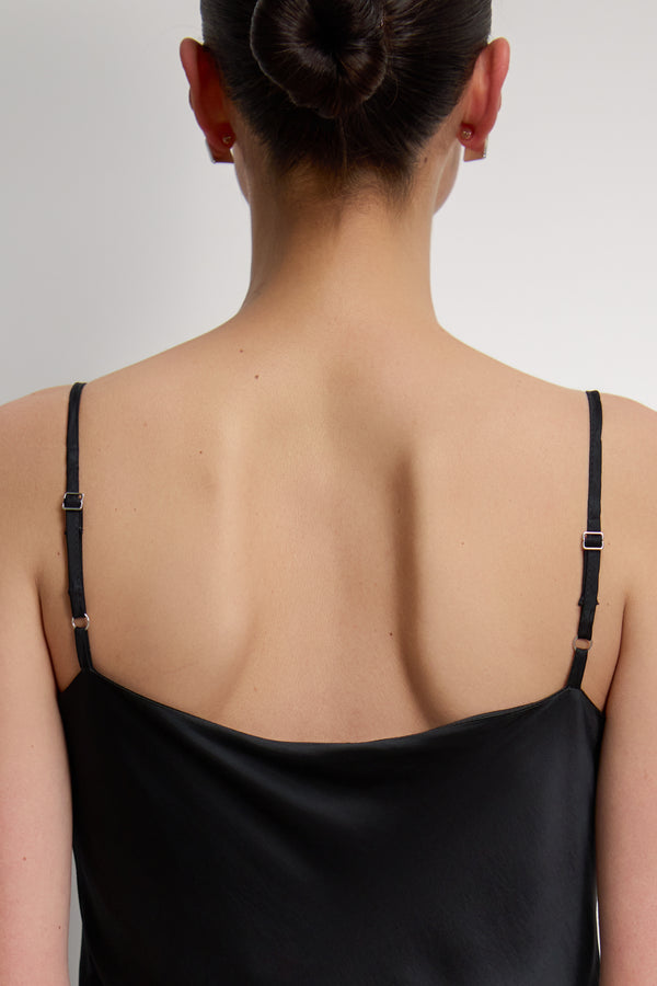 Paloma Strappy Satin Dress | Black
