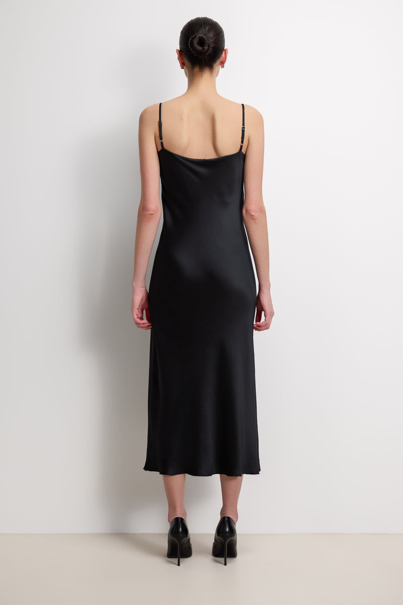 Paloma Strappy Satin Dress | Black