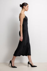 Paloma Strappy Satin Dress | Black