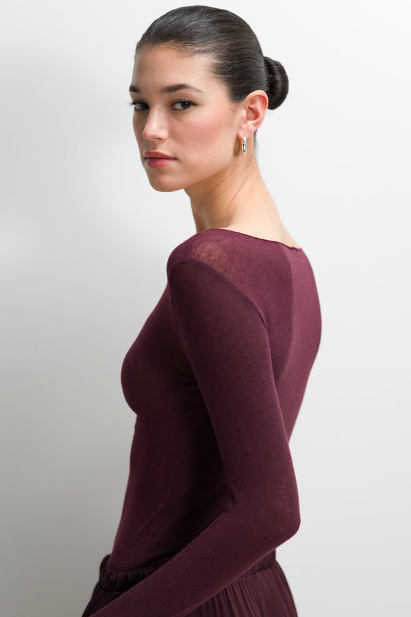 Mae Featherweight Boatneck Top | Plum Amethyst | Modal-Cashmere