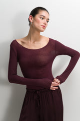 Mae Featherweight Boatneck Top | Plum Amethyst | Modal-Cashmere