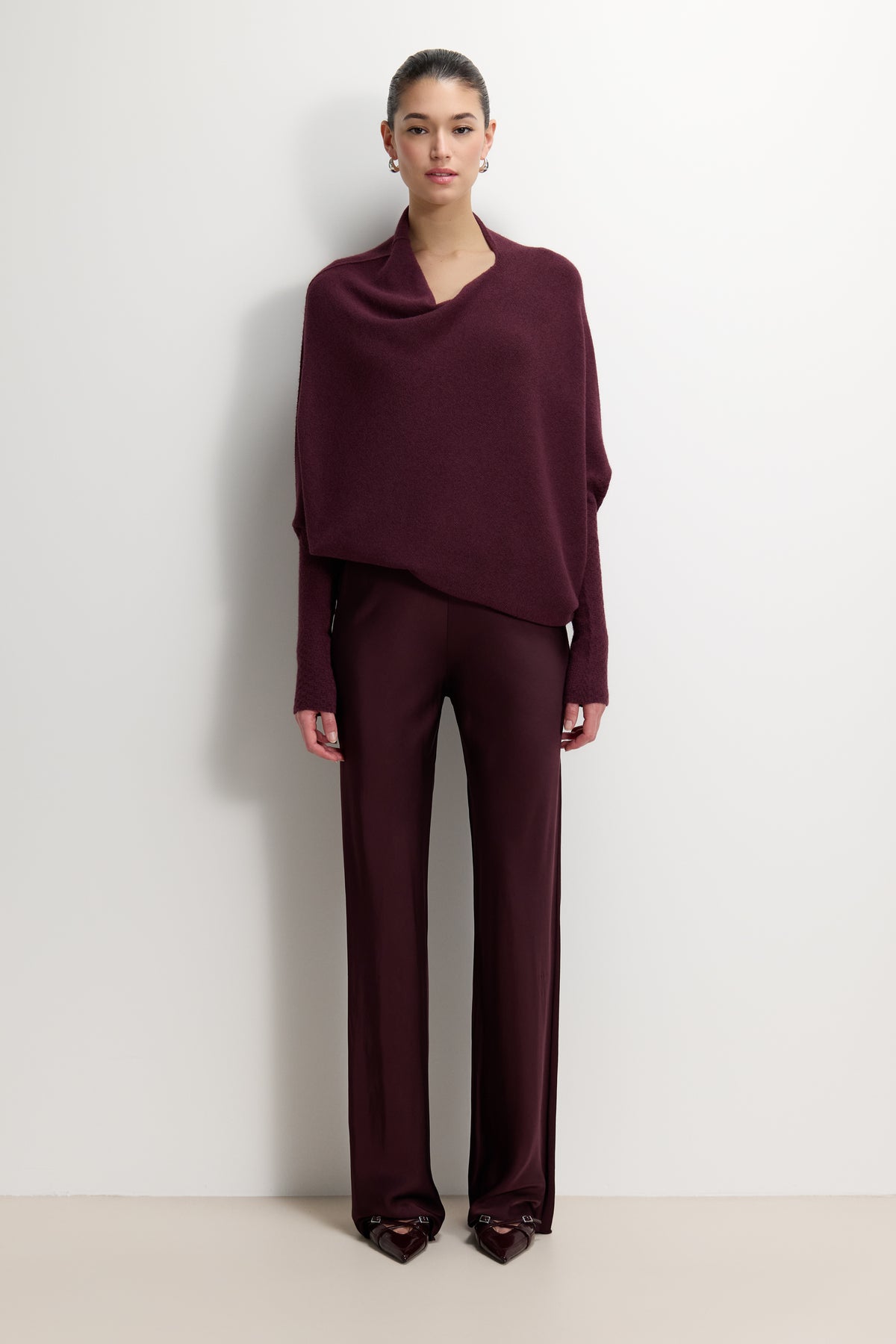 Genet Elastic Waist Bias Satin Trousers | Amethyst Plum – JAKI