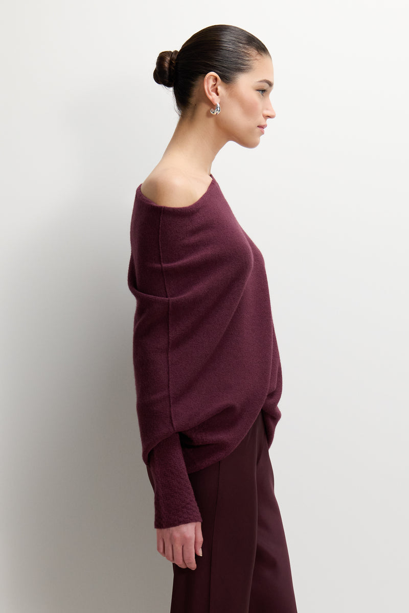 Asymmetric Draped | Amethyst Plum | Seamless Knit