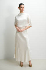 Genevieve Back Tie Satin Top | Ivory