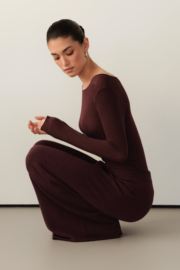 Mae Featherweight Boatneck Top | Amethyst Plum | Modal-Cashmere