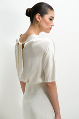 Genevieve Back Tie Satin Top | Ivory