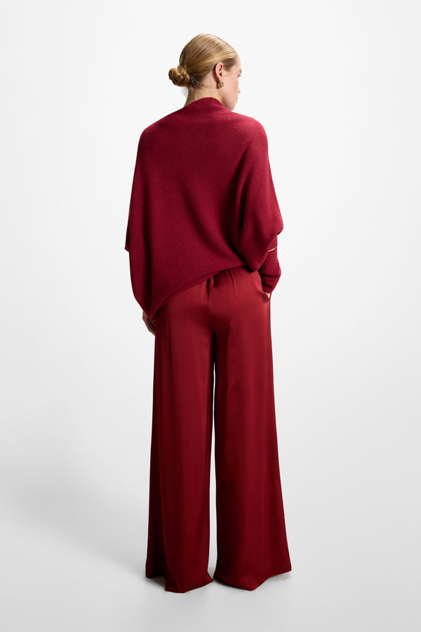 Arden Pleated Elastic Waist Satin Trousers | Ivory main image 1