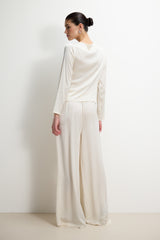 Allegra Asymmetric Long Sleeve Top | Ivory