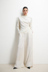 Allegra Asymmetric Long Sleeve Top | Ivory
