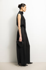 Lyanne Bow Neck Tie Satin Blouse | Black