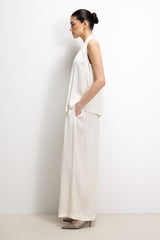 Lyanne Bow Neck Tie Satin Blouse | Ivory