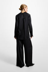 Claudia Elastic Waist Satin Trousers | Black