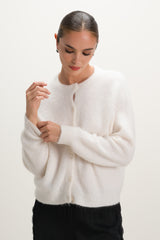 Evie Button Up Cardigan | Ivory | Alpaca-Wool Blend