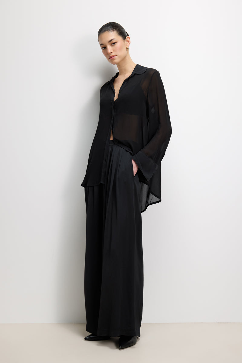 Francesca Sheer Shirt | Black – JAKI