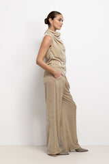 Piper Velvet Elastic Waist Trousers | Honey