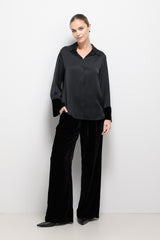 Caroline Velvet Cuff Shirt | Black