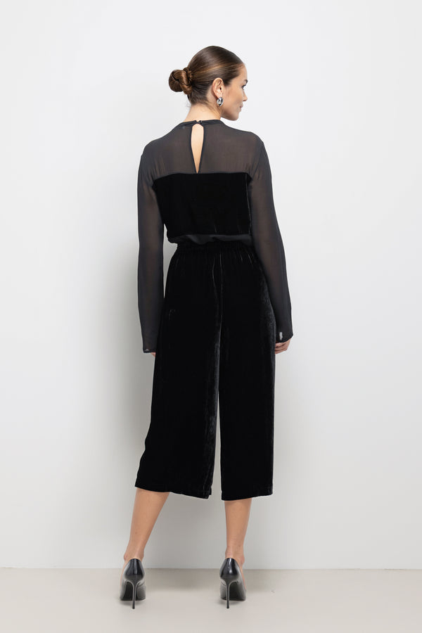 Piper Velvet Elastic Waist Trousers | Black
