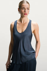 Demi Satin Vest Top | Ink