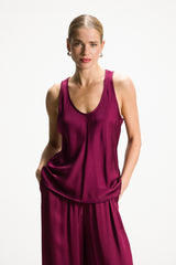 Demi Satin Vest Top | Burgundy