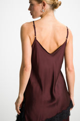 Sofia Asymmetric Lace Satin Vest | Amethyst Plum