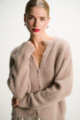 Evie Button Up Cardigan | Taupe | Alpaca-Wool Blend