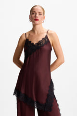 Sofia Asymmetric Lace Satin Vest | Amethyst Plum