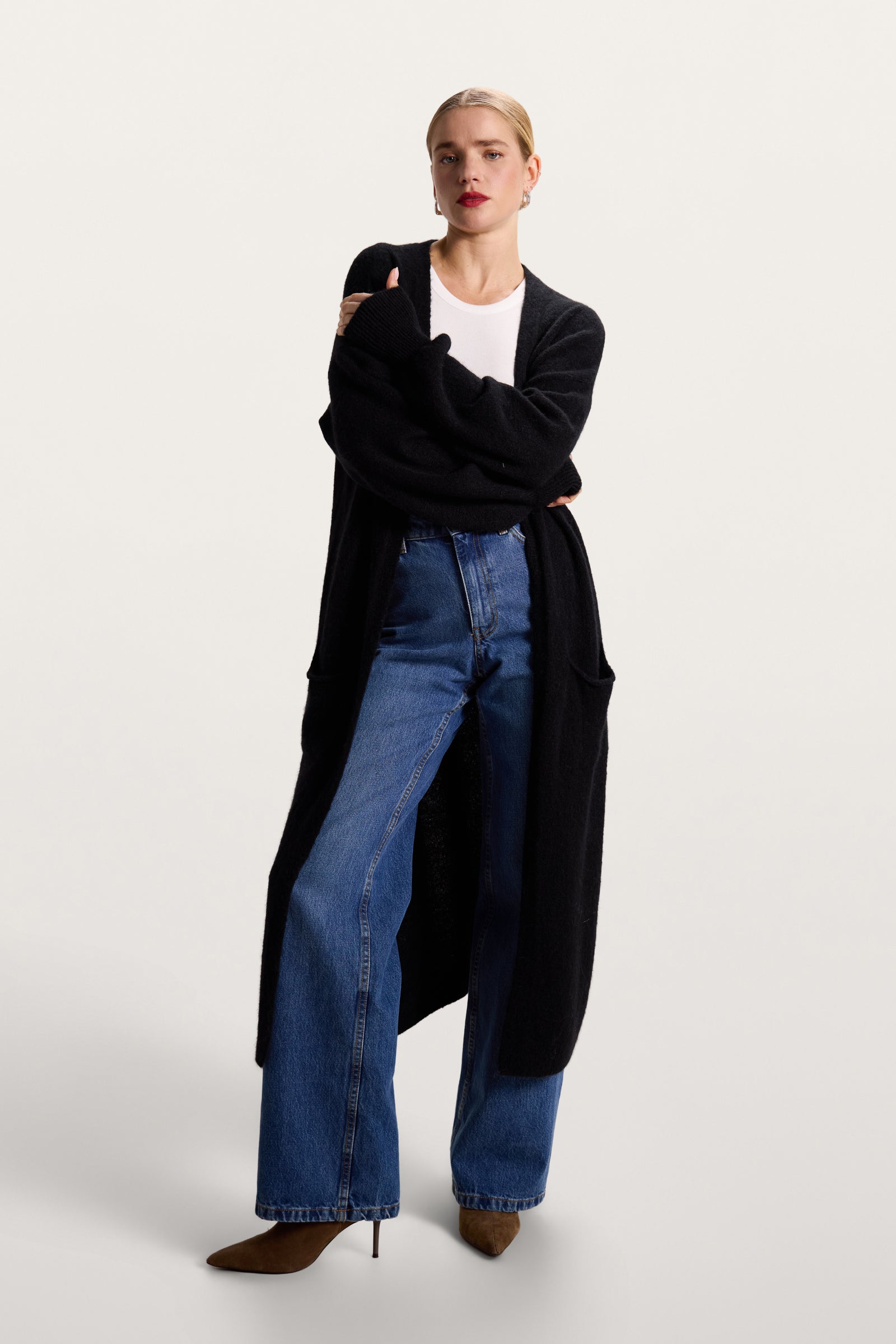 トップス VINTAGE alpaca cardigan black ALPACA STYLE 100% Alpaca Vintage Women's Black Embroidered