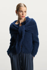 Evie Triangle Maxi Scarf | Navy | Alpaca-Wool Blend