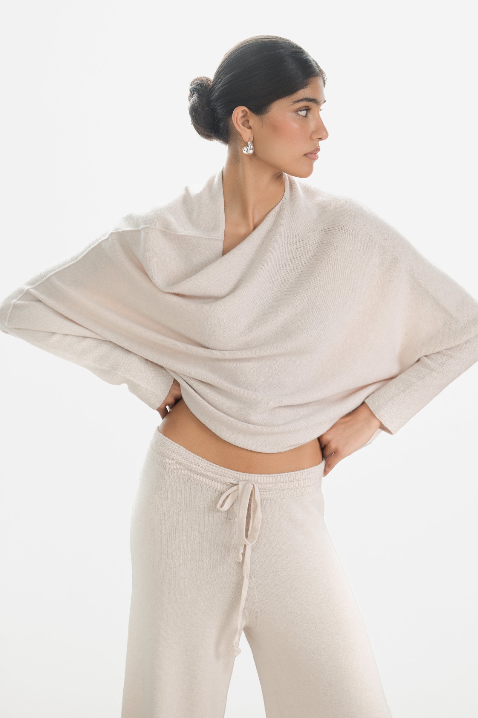 Asymmetric Draped | Light Beige | Seamless Knit – JAKI